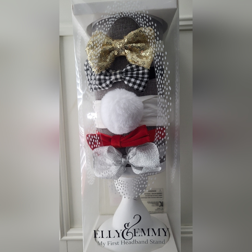 Baby Headband Stand And Hair Bands Black, White, Gold and Red NIB